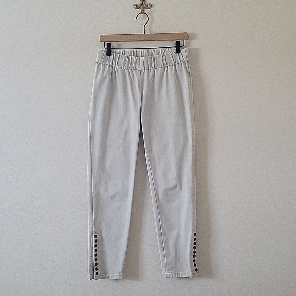 Soft Surroundings Stone Pull-on Jeggings Ankle Snaps Size SP Small Petite